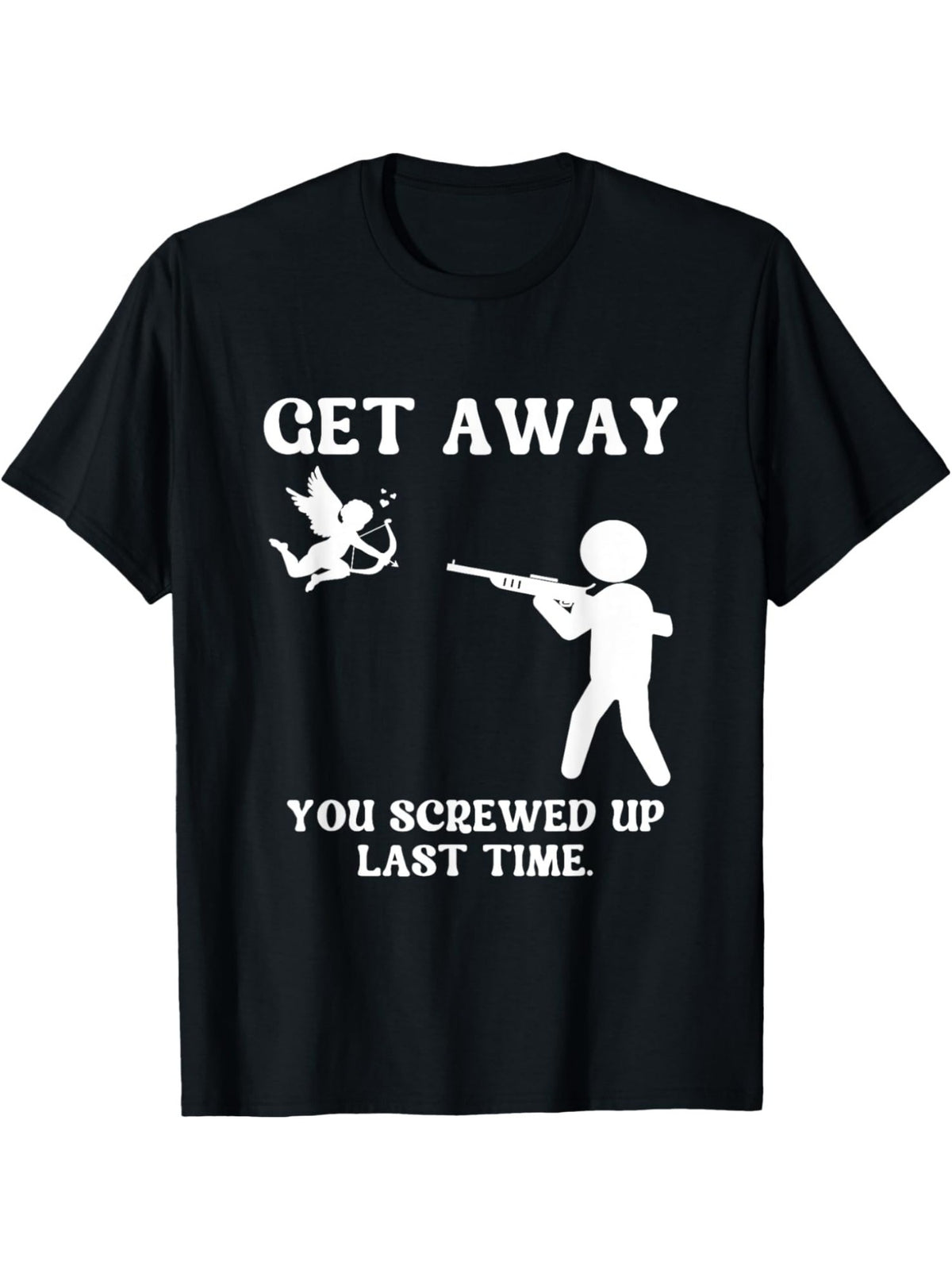 Get Away Cupid Funny Valentine's Day Quote Retro Trendy Printed T-shirt, Men's Casual and Comfortable T-shirt Summer, Men's Short-sleeved Top for Everyday Activities Birthday Gift to Men