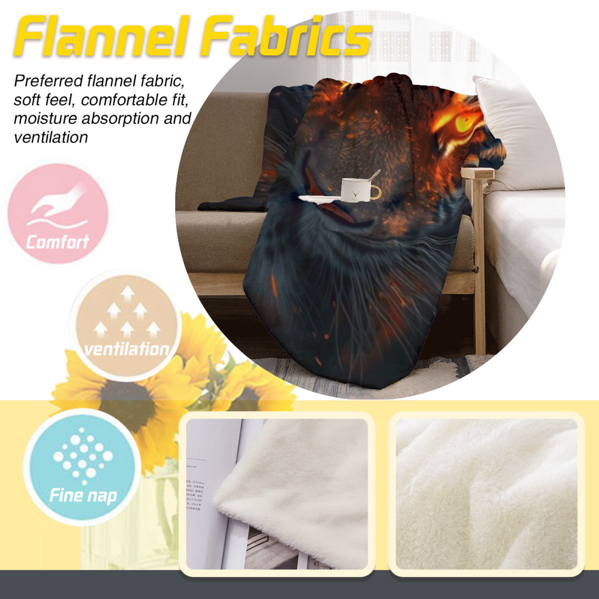 Hazy & Meadow Playful Graphic Plush Flannel Throw