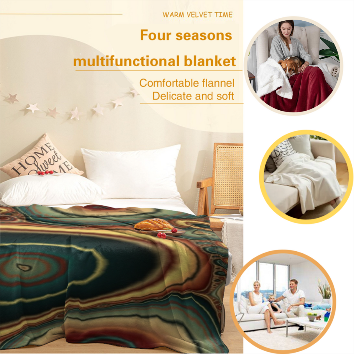 Juniper Echo Eclectic Pattern Plush Flannel Throw