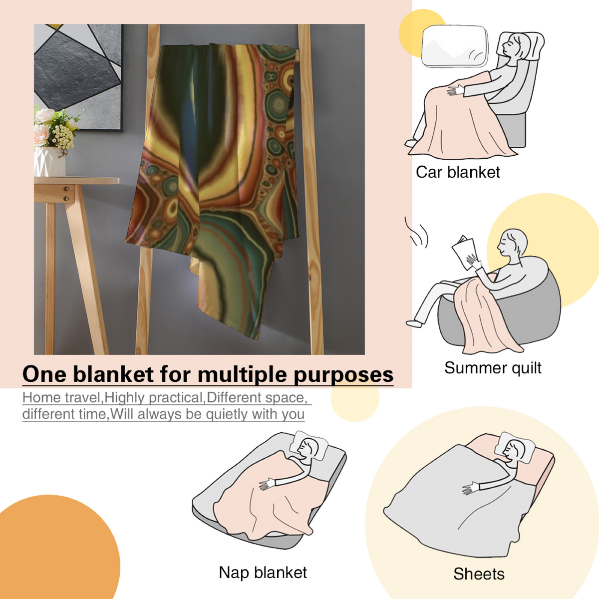 Juniper Echo Eclectic Pattern Plush Flannel Throw