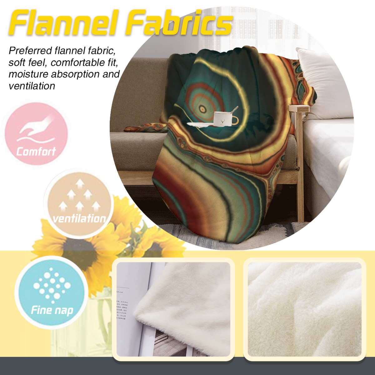 Juniper Echo Eclectic Pattern Plush Flannel Throw