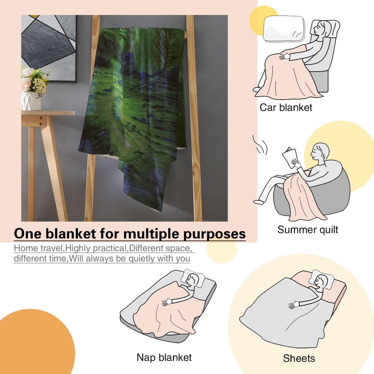 Twilight Breeze Inspired Cozy Flannel Bed Blanket ¨C Earthy Neutral Palette