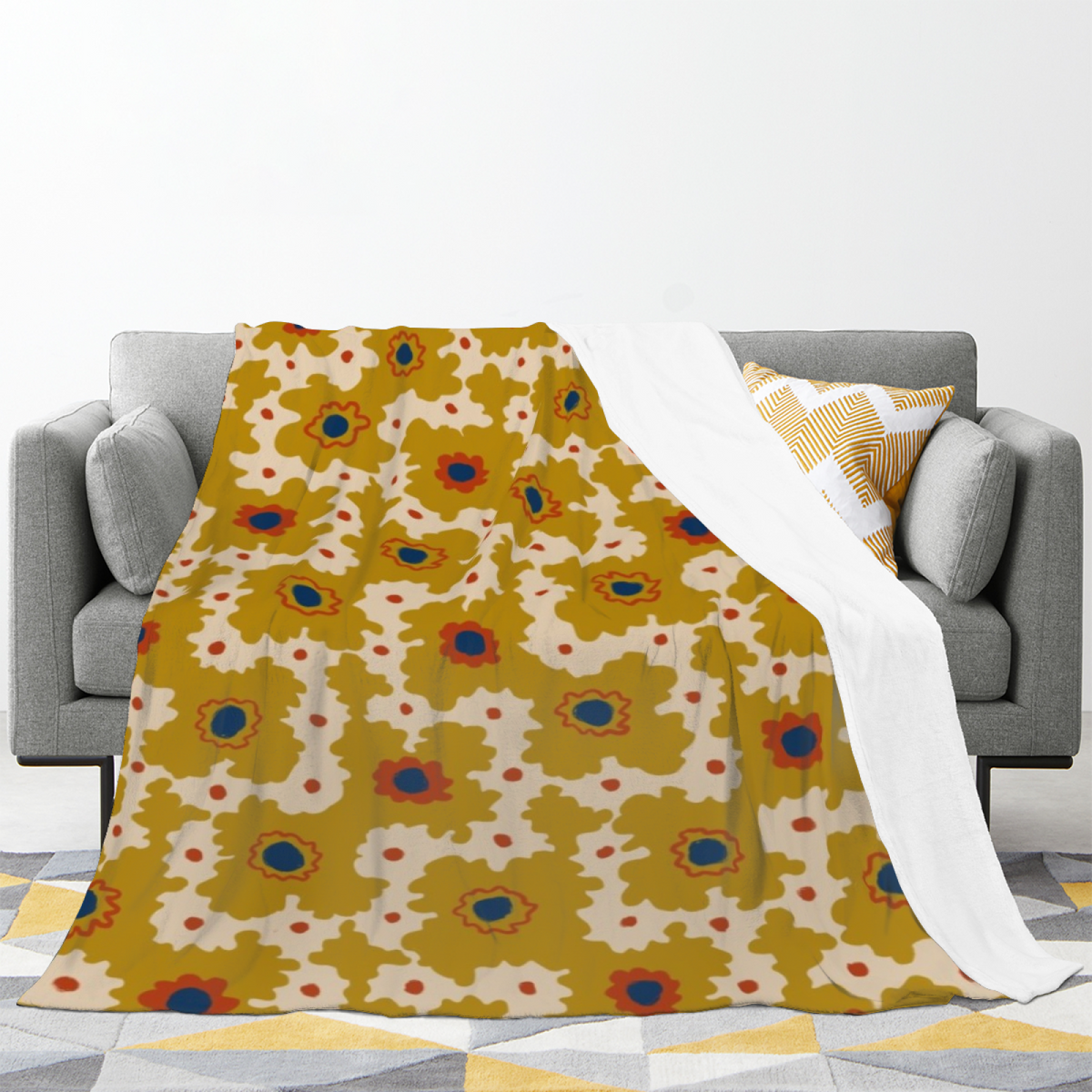 Eclectic Design Aurora Galaxy Warm Coral Cozy Flannel Bed Blanket