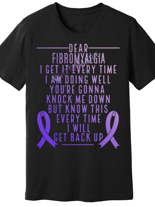 Fibro Warrior I Will Get Back Up Fibromyalgia Awareness Gift 22639 funny Men'S Short Sleeve T-shirt black TT4