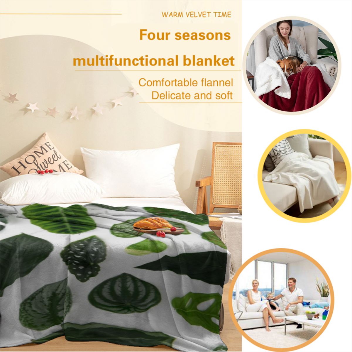 Soft Minimalist Plush Flannel Throw ¨C Celestial Lagoon Collection