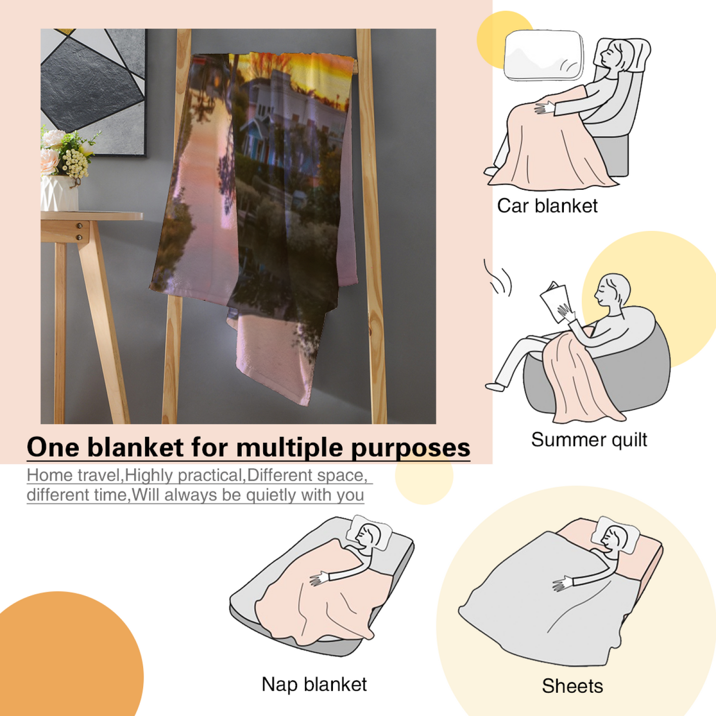 Sunset Canal Flannel Throw Blanket ¨C Palm Trees and Waterfront Landscape