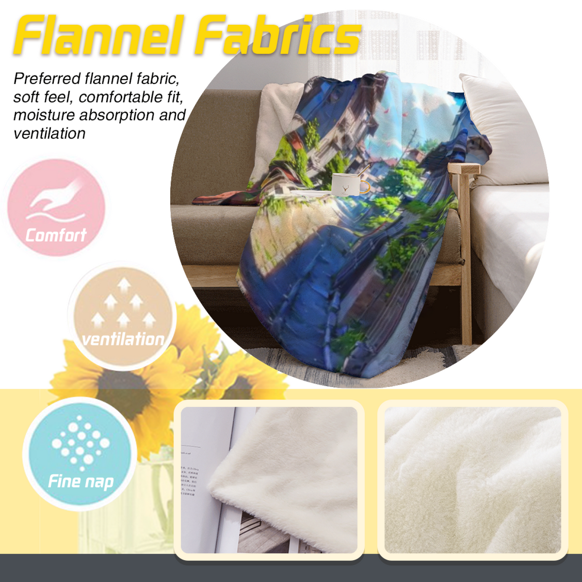 Earthy Neutral Mossy Ripple Lightweight Flannel Throw ¨C Contemporary Pattern