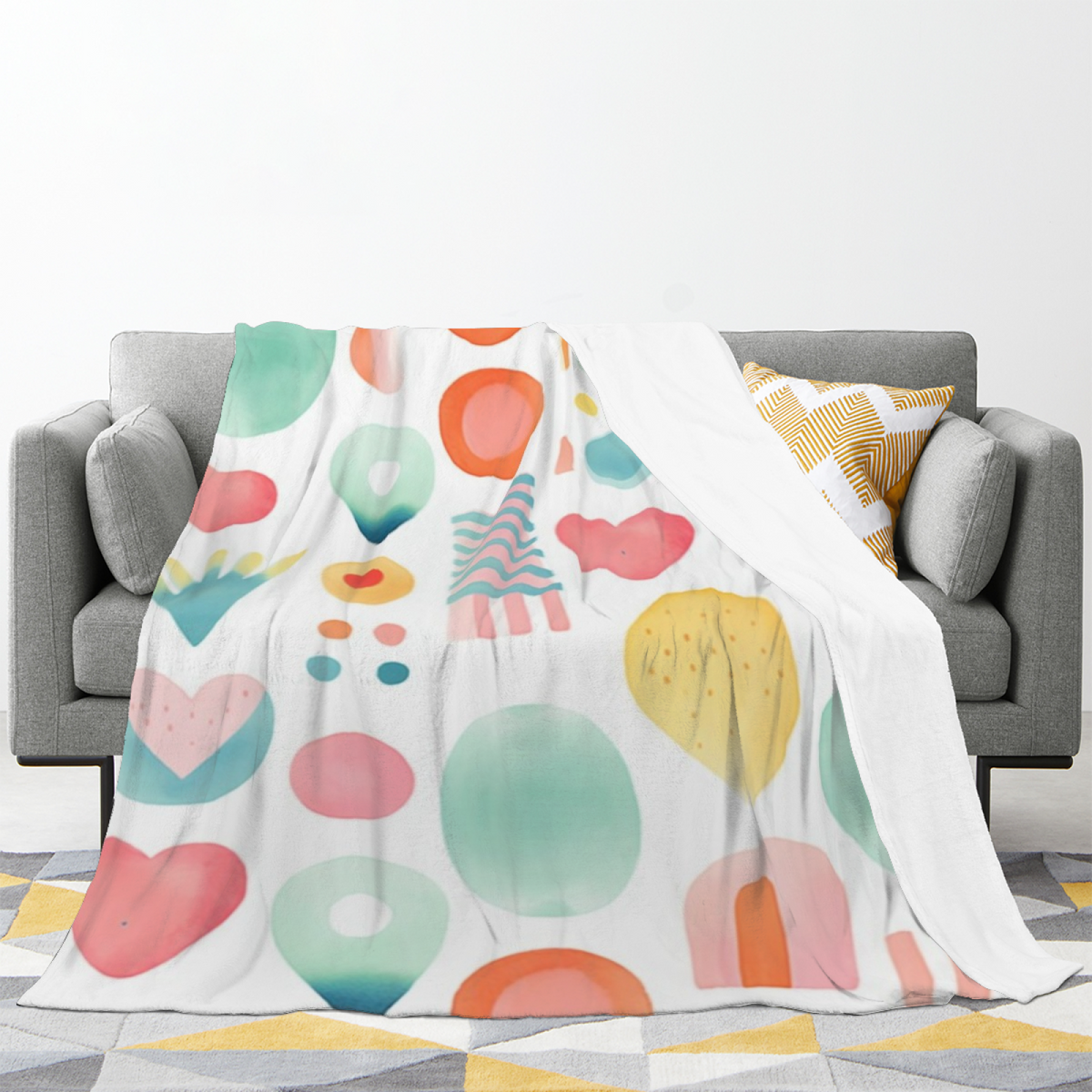 Harvest Hearth Pastel Multicolor Modern Art Decorative Flannel Blanket