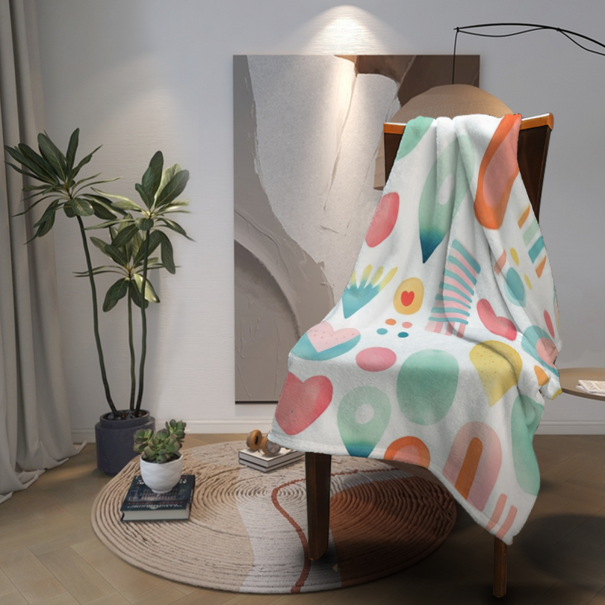 Harvest Hearth Pastel Multicolor Modern Art Decorative Flannel Blanket