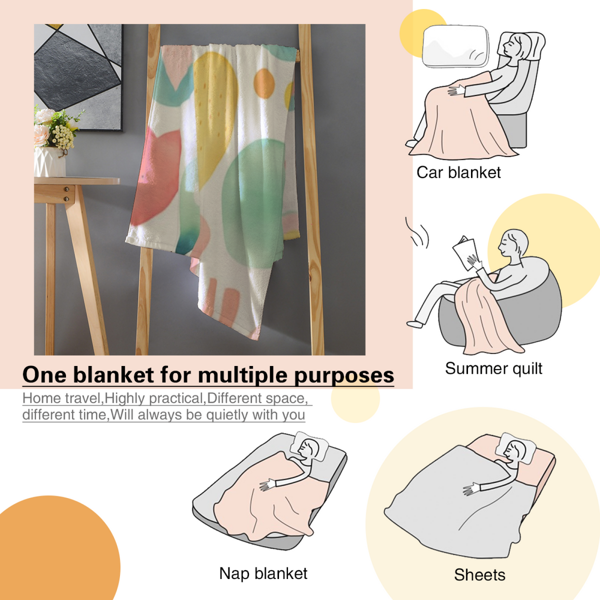 Harvest Hearth Pastel Multicolor Modern Art Decorative Flannel Blanket