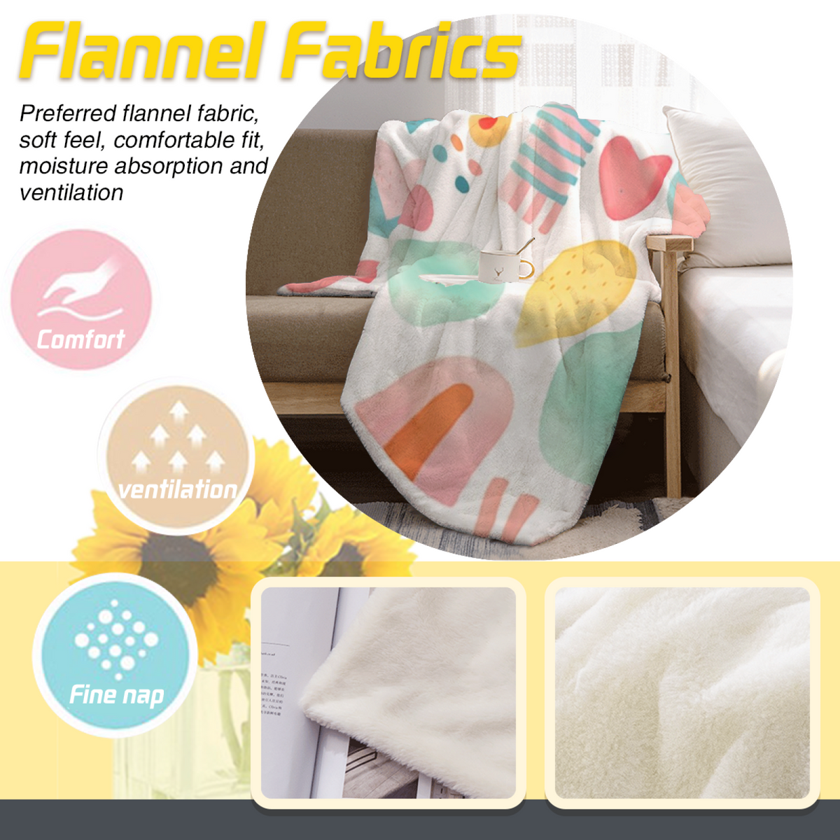 Harvest Hearth Pastel Multicolor Modern Art Decorative Flannel Blanket