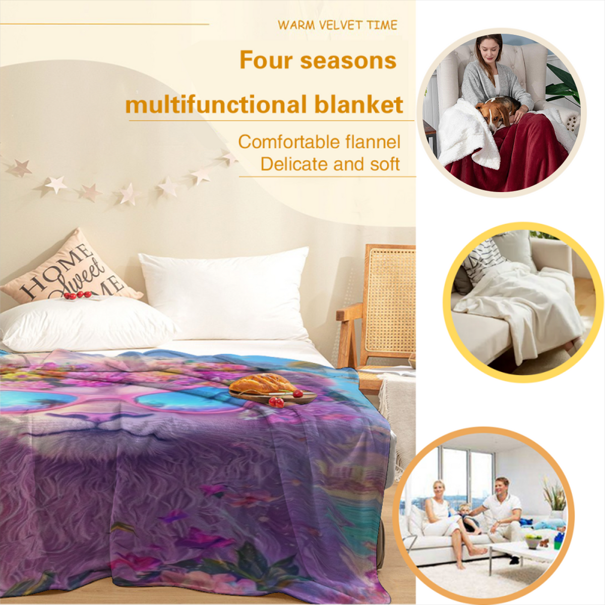 Velvet Garden Soft Neutral Art Decorative Flannel Blanket