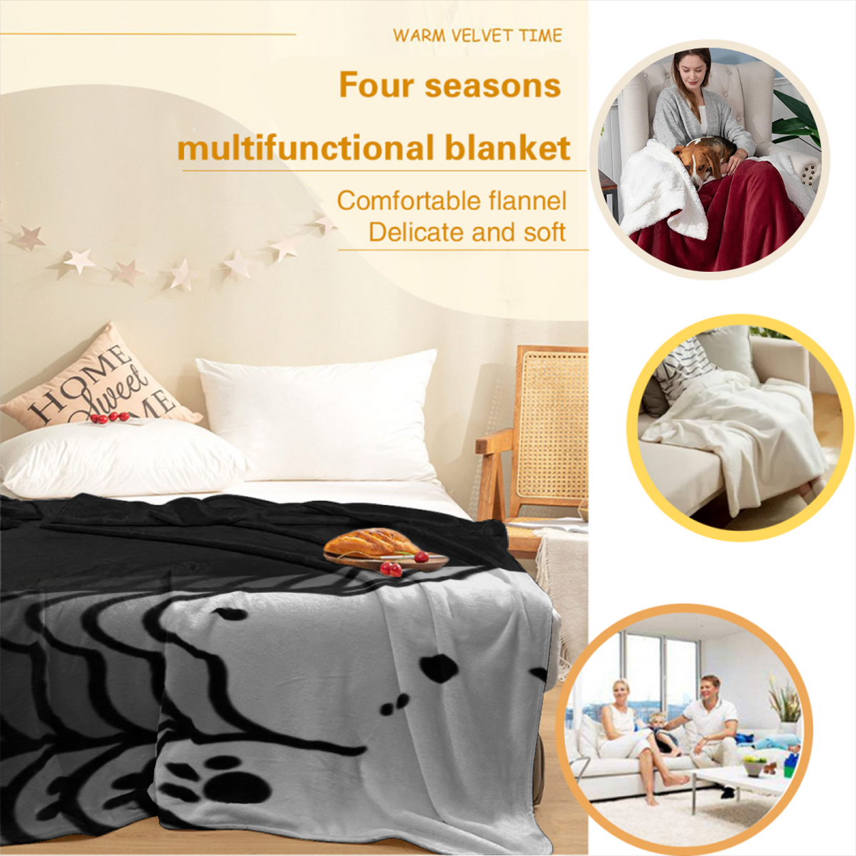 Riverstone Daydream Inspired Cozy Flannel Bed Blanket ¨C Earthy Neutral Palette
