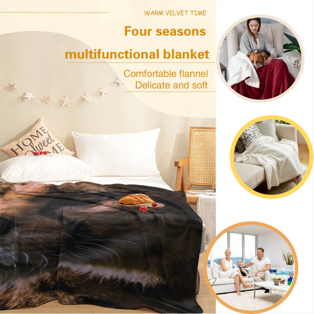 Soft Neutral Cedar Vista All-Season Flannel Blanket