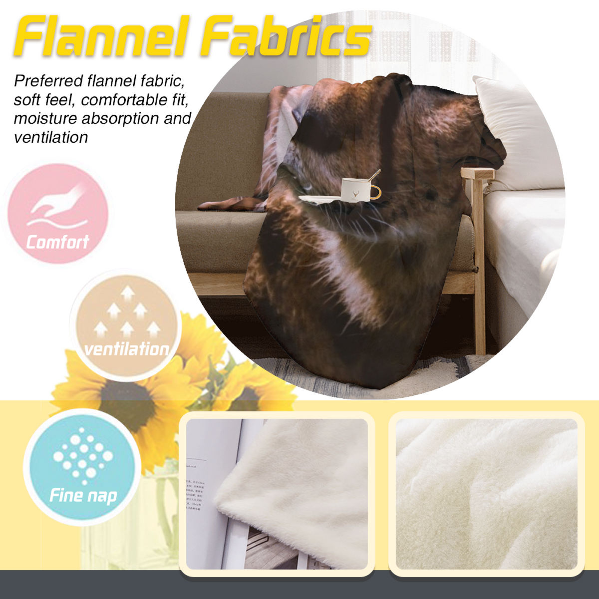 Soft Neutral Cedar Vista All-Season Flannel Blanket