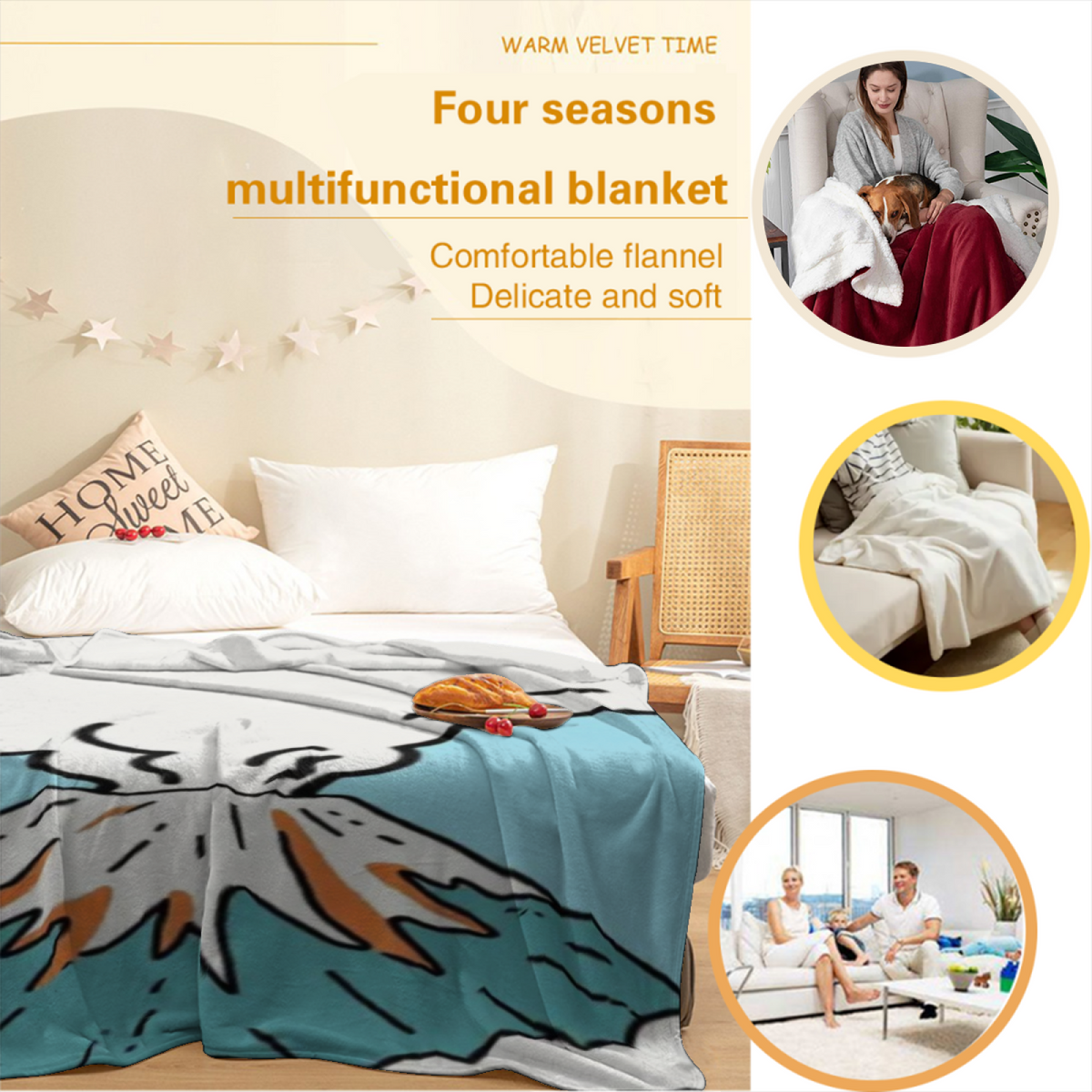 Wildwood & Flora Playful Graphic Plush Flannel Throw