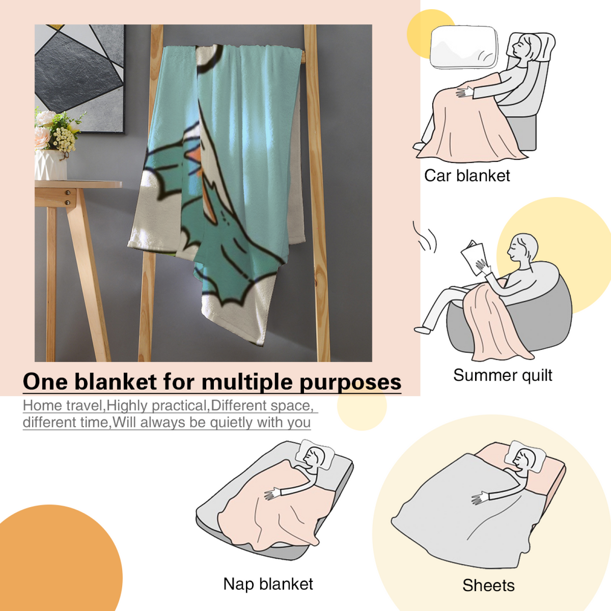 Wildwood & Flora Playful Graphic Plush Flannel Throw