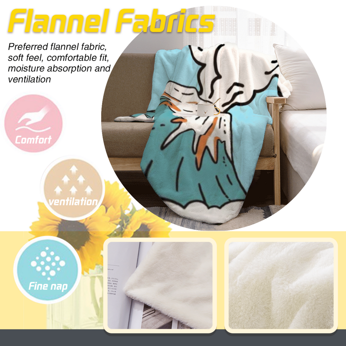 Wildwood & Flora Playful Graphic Plush Flannel Throw