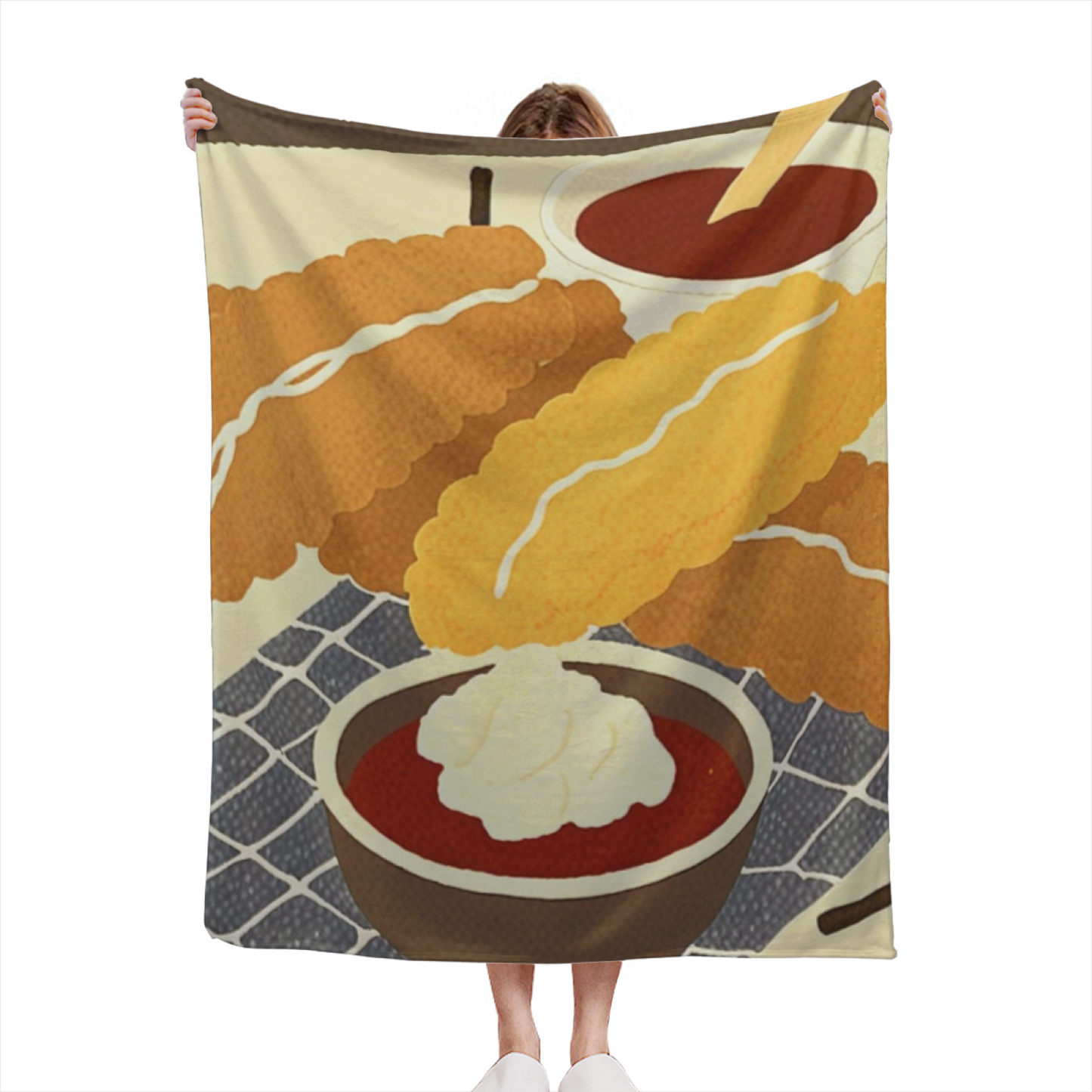 Pastel Green Apple Flannel Throw Blanket ¨C Cute Kawaii Patchwork Design