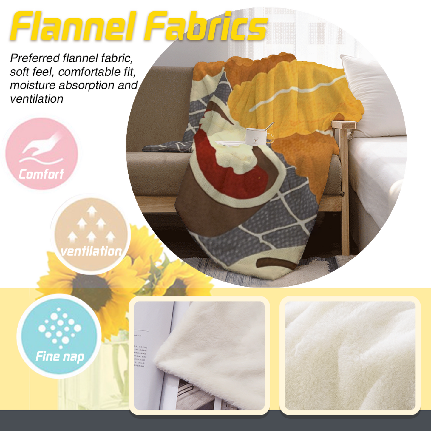 Pastel Green Apple Flannel Throw Blanket ¨C Cute Kawaii Patchwork Design