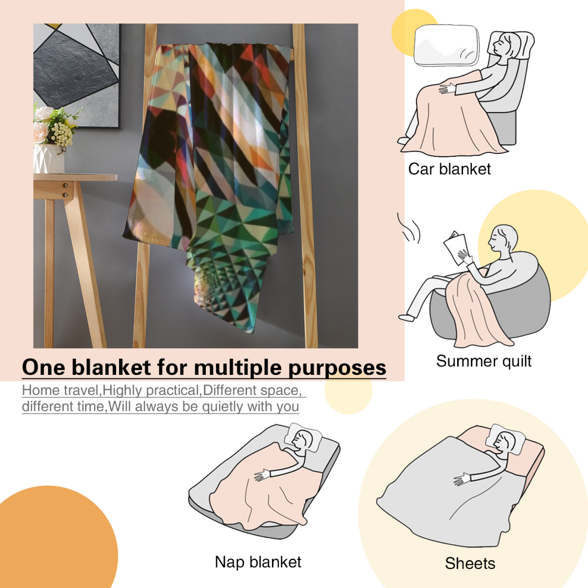 Moonlit Petal Soft Neutral Bohemian All-Season Flannel Blanket