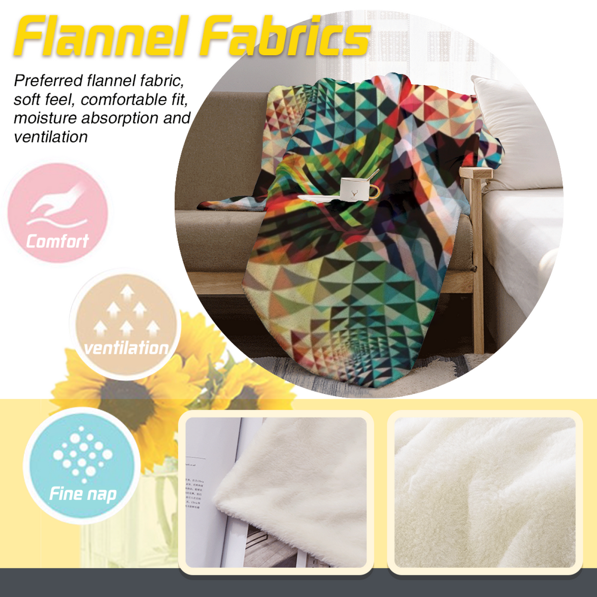 Moonlit Petal Soft Neutral Bohemian All-Season Flannel Blanket