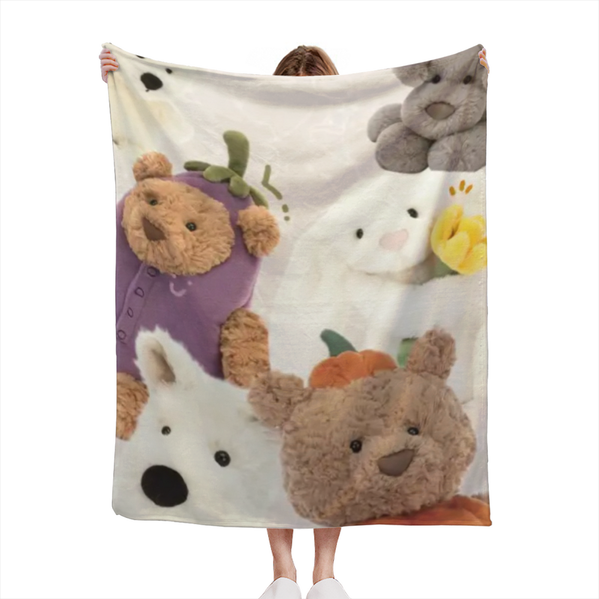 Evergreen Blossom Muted Sage Art Flannel Throw Blanket