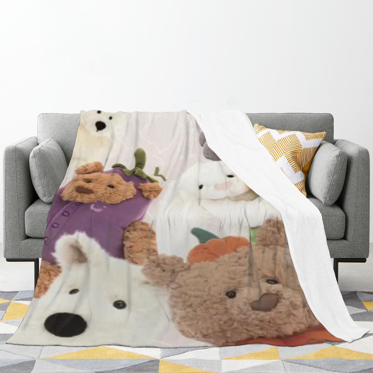 Evergreen Blossom Muted Sage Art Flannel Throw Blanket
