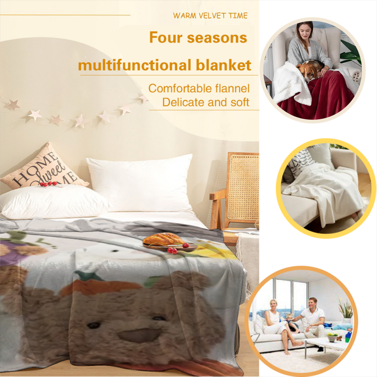 Evergreen Blossom Muted Sage Art Flannel Throw Blanket