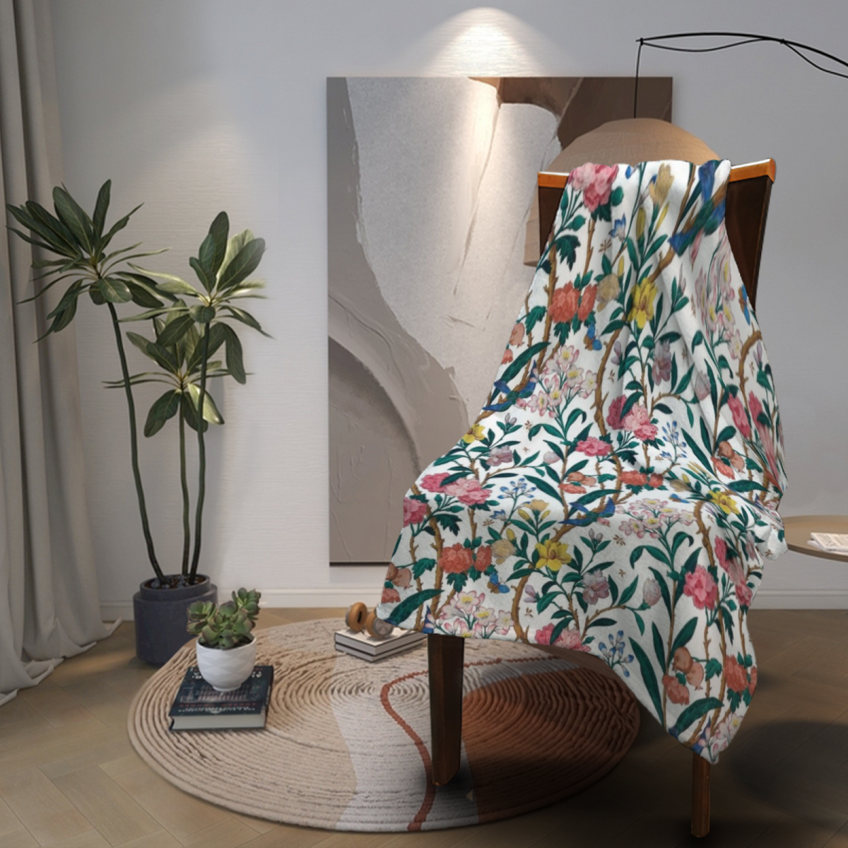 Opaline Vista Soft Neutral Art Flannel Throw Blanket