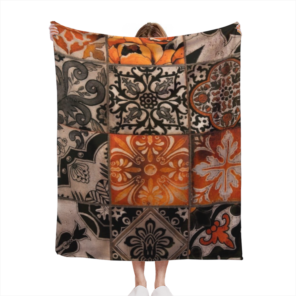 Silver Drift Earthy Multicolor Art Lightweight Flannel Throw