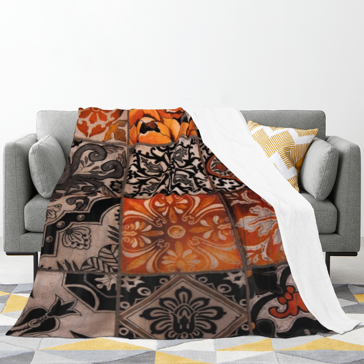 Silver Drift Earthy Multicolor Art Lightweight Flannel Throw