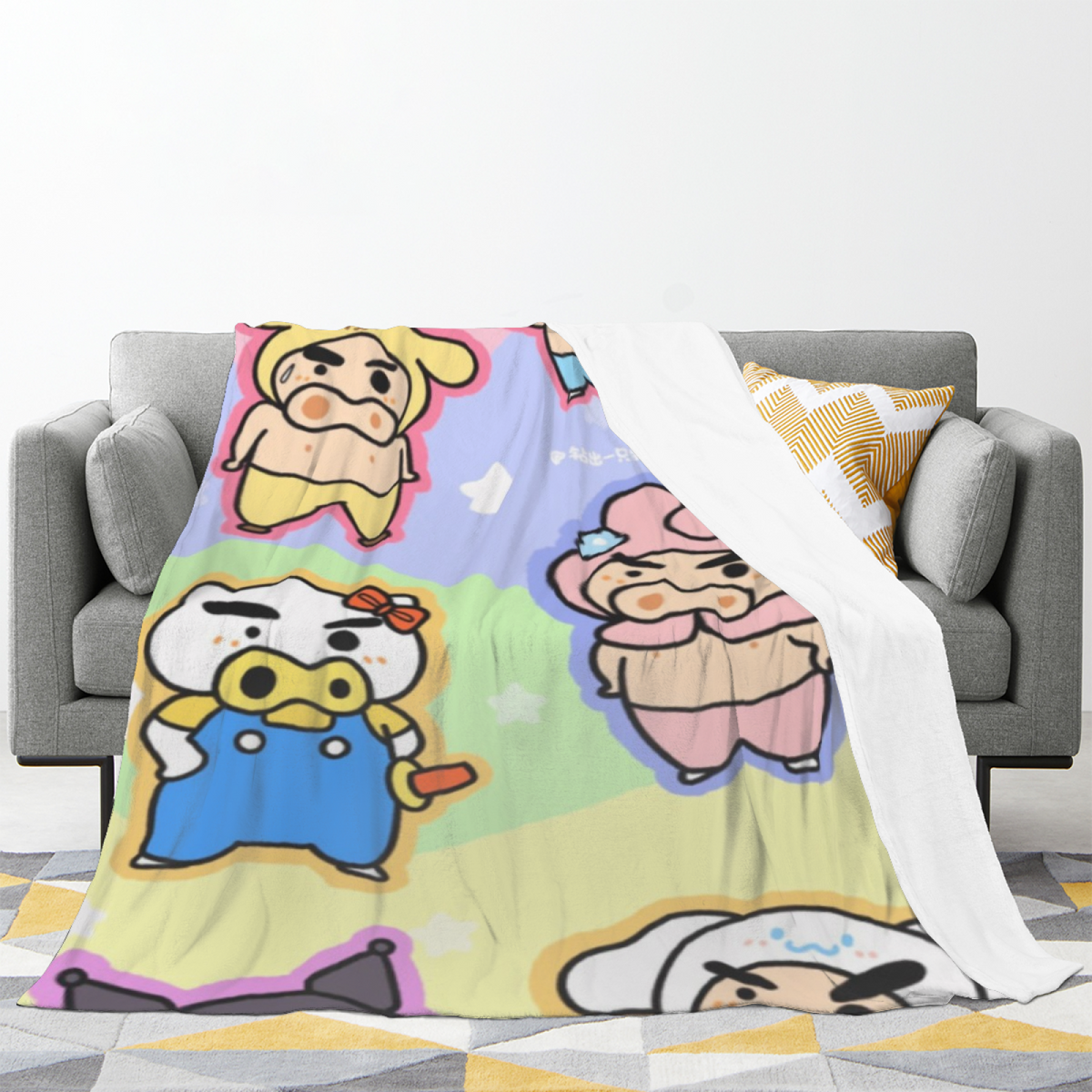 Starlit Rhapsody Creamy Ivory Modern Art Flannel Throw Blanket