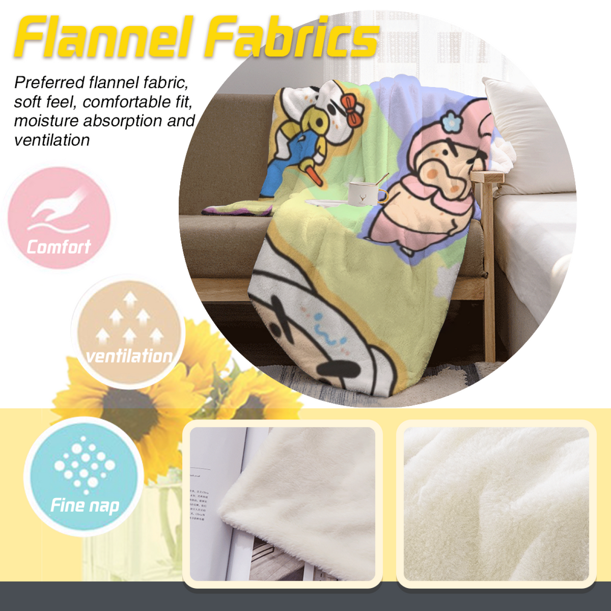 Starlit Rhapsody Creamy Ivory Modern Art Flannel Throw Blanket