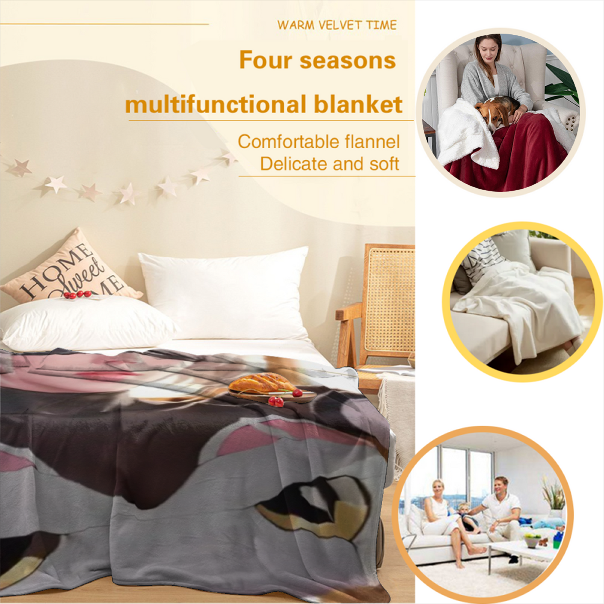 Decorative Flannel Blanket with Rustic Petal Cozy Cottage Artwork
