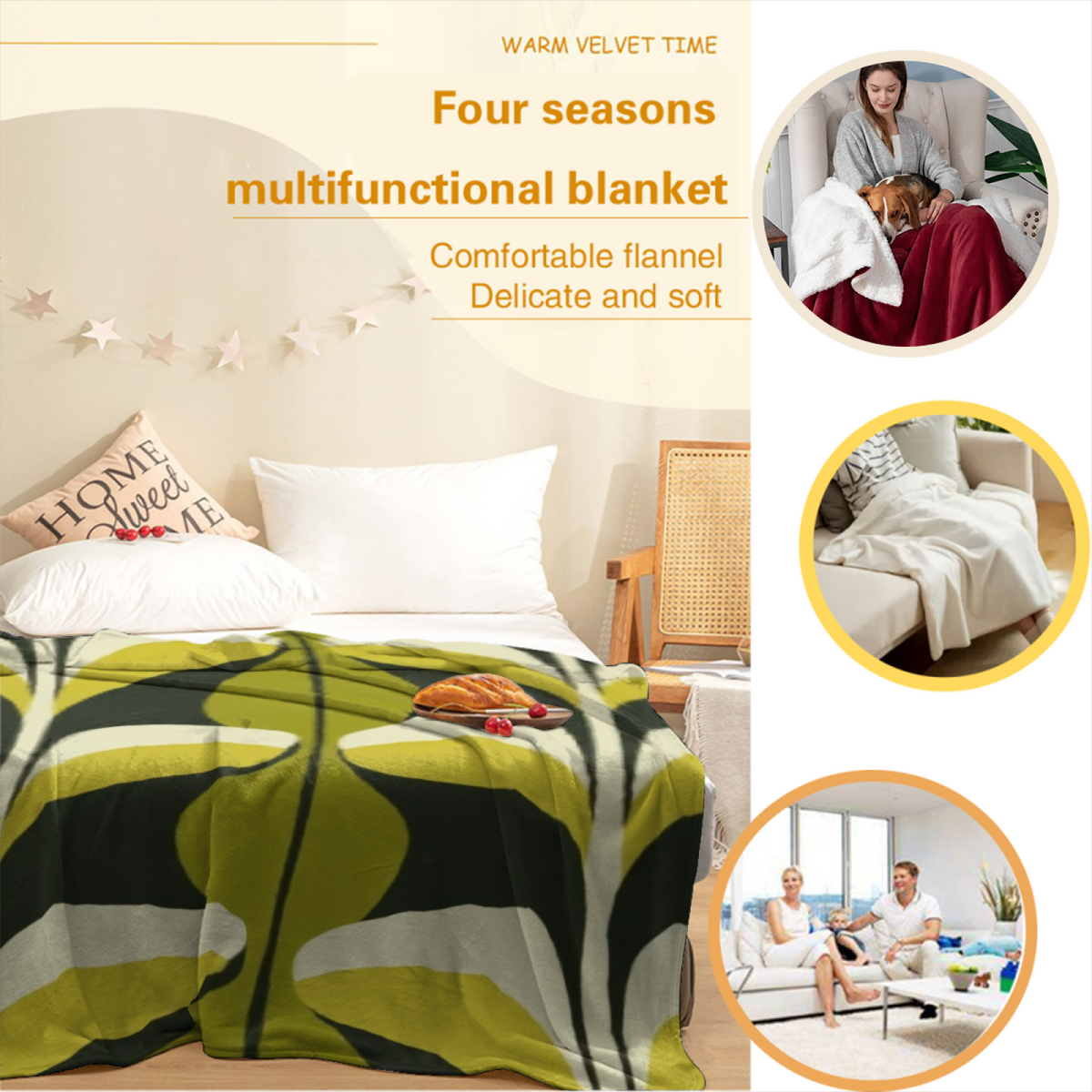 Soft Minimalist All-Season Flannel Blanket ¨C Opaline Mirage Collection