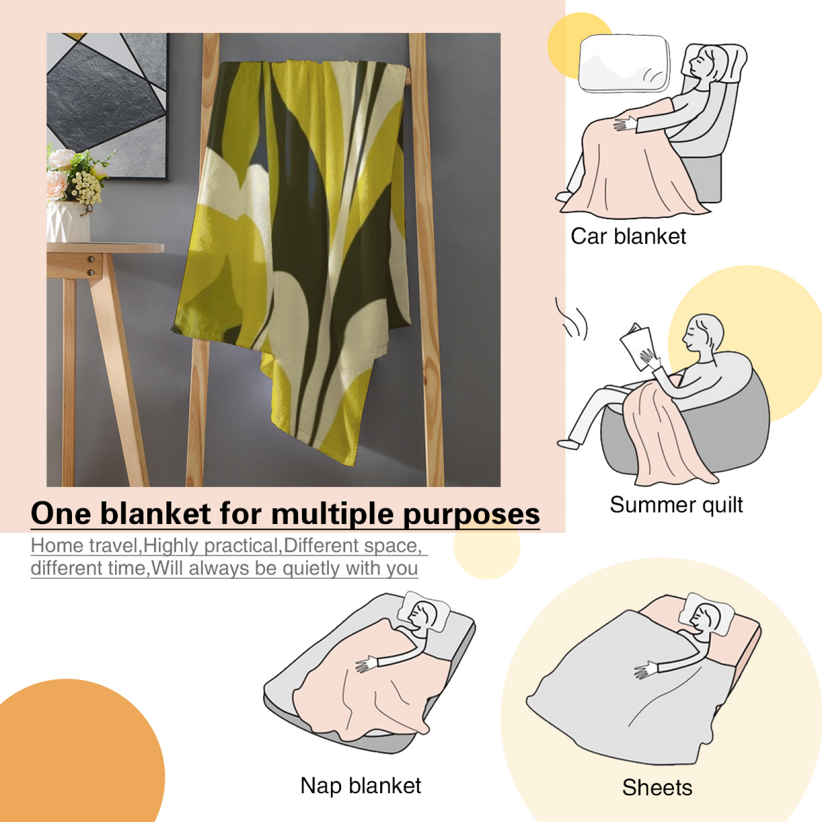 Soft Minimalist All-Season Flannel Blanket ¨C Opaline Mirage Collection