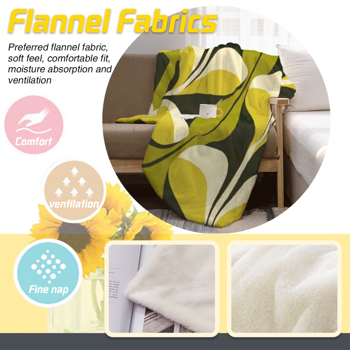 Soft Minimalist All-Season Flannel Blanket ¨C Opaline Mirage Collection