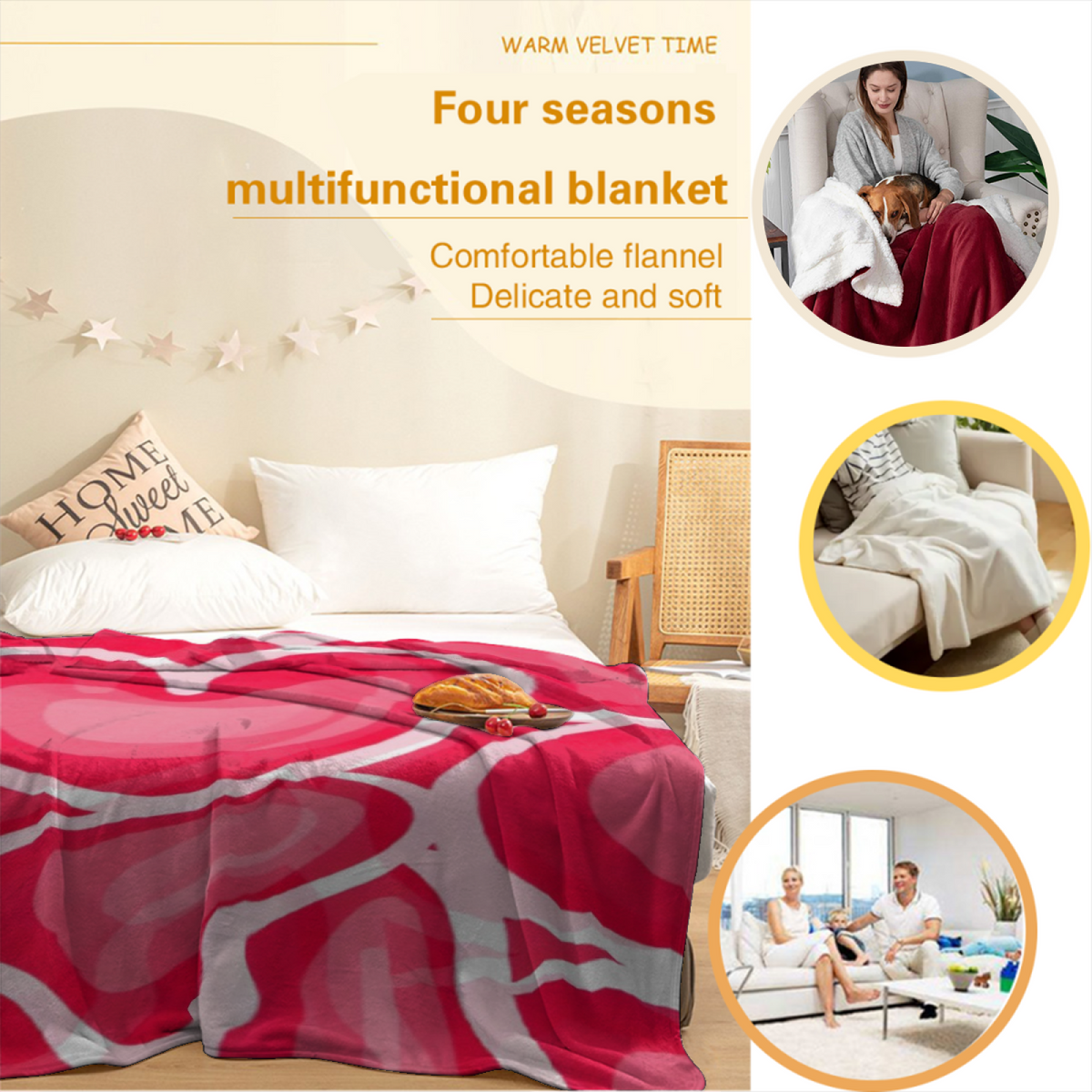 Eclectic Design Burnished Galaxy Blush Pink Cozy Flannel Bed Blanket