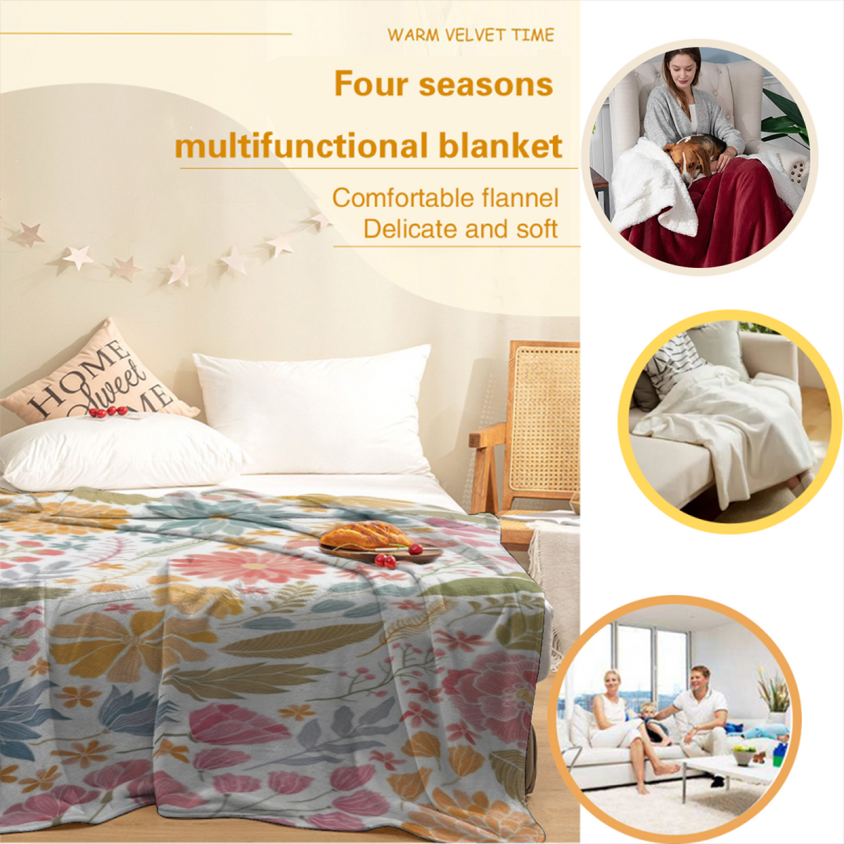 Pastel Multicolor Whimsical Decor Plush Flannel Throw ¨C Enchanted Solstice Edition