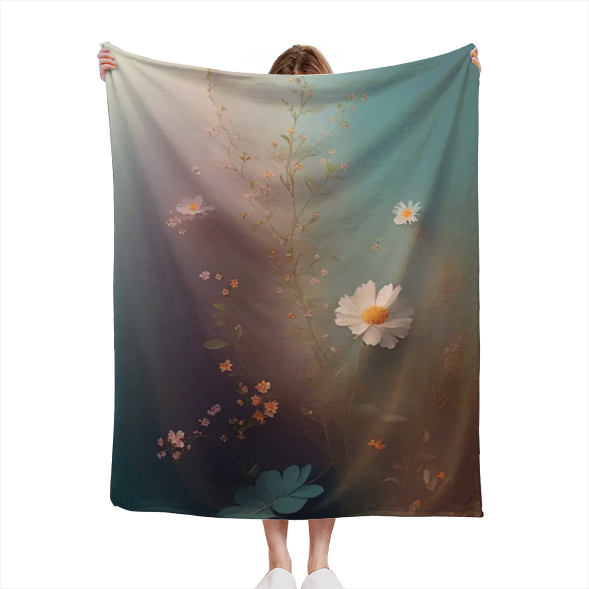 Earthy Neutral Enchanted Lagoon Lightweight Flannel Throw ¨C Contemporary Pattern