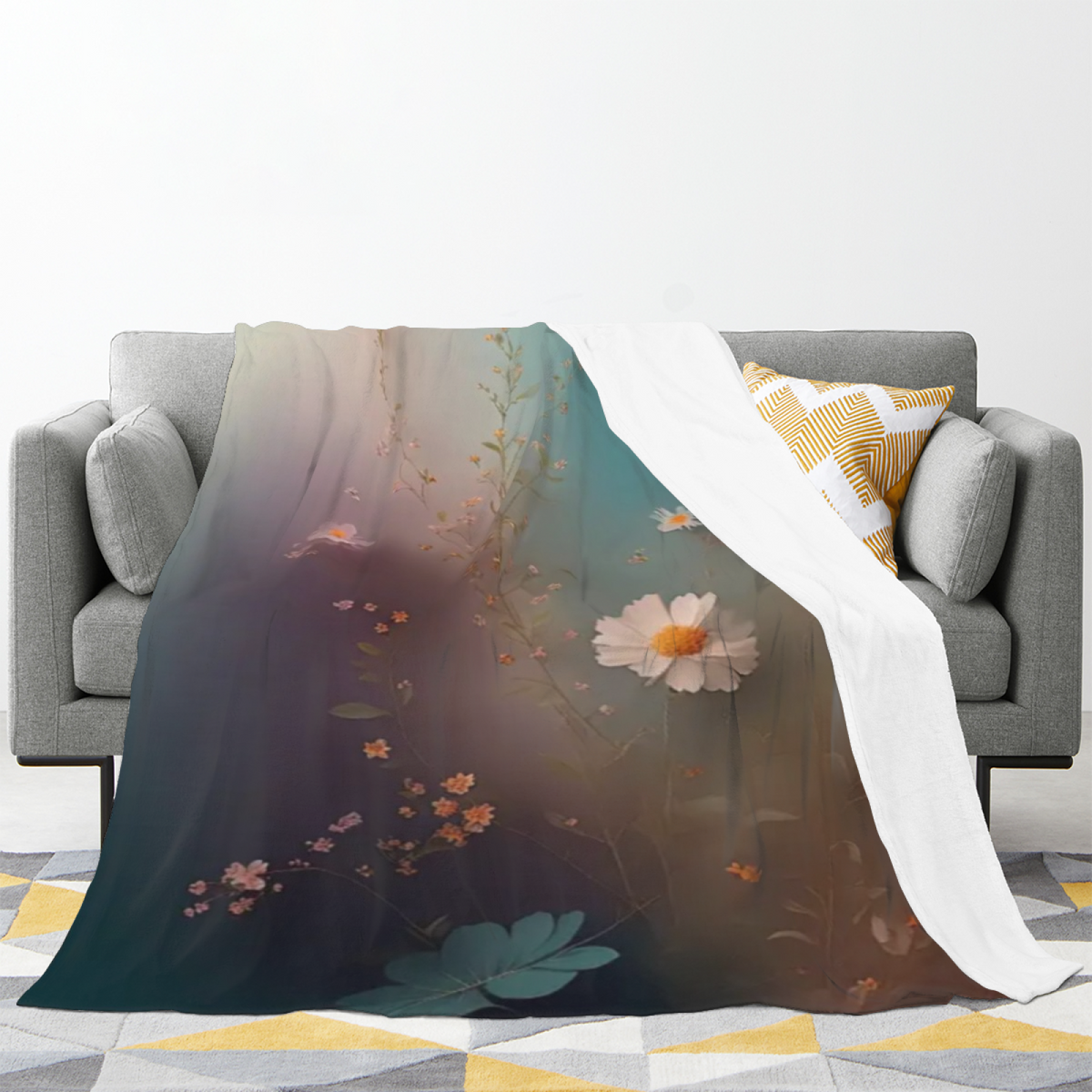 Earthy Neutral Enchanted Lagoon Lightweight Flannel Throw ¨C Contemporary Pattern