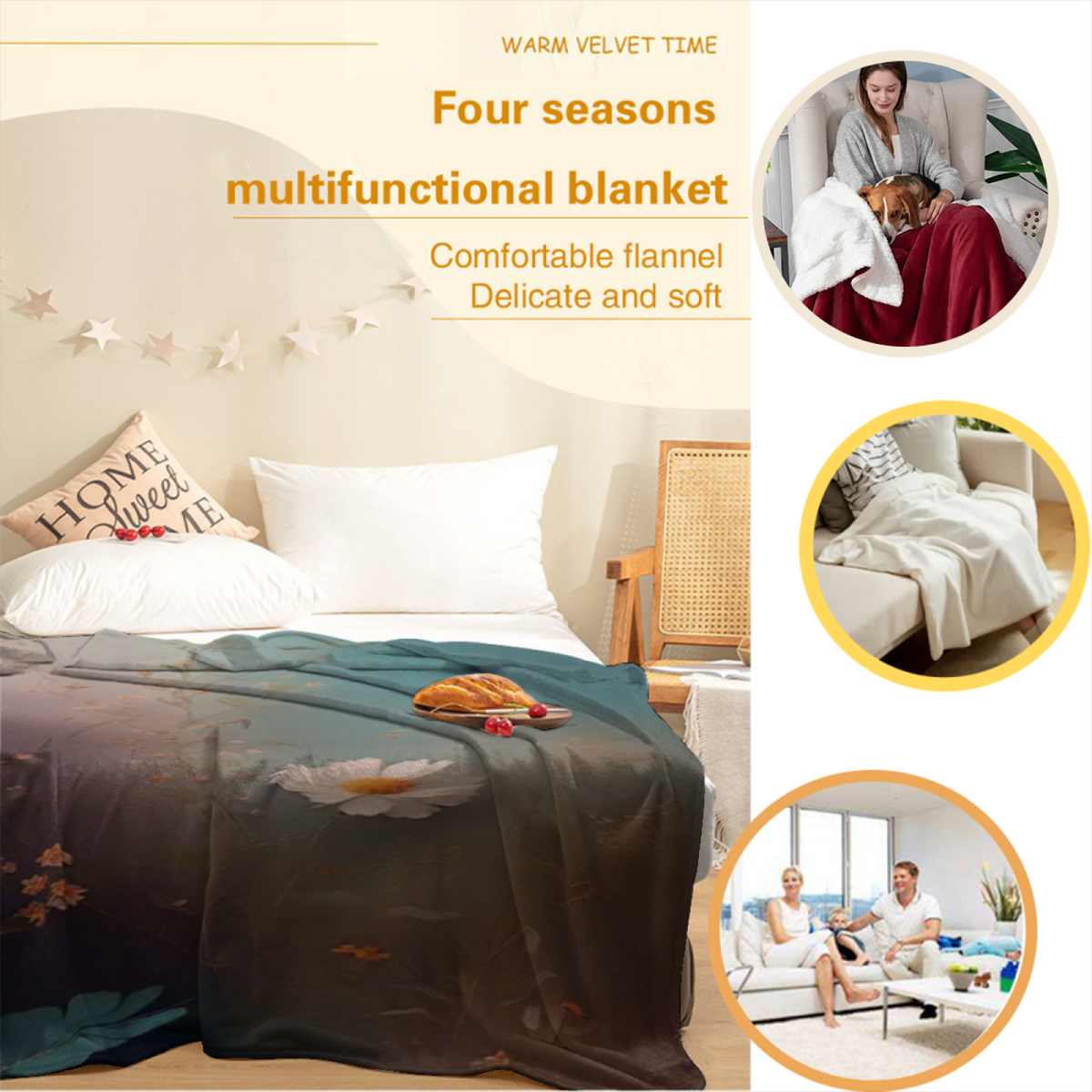 Earthy Neutral Enchanted Lagoon Lightweight Flannel Throw ¨C Contemporary Pattern