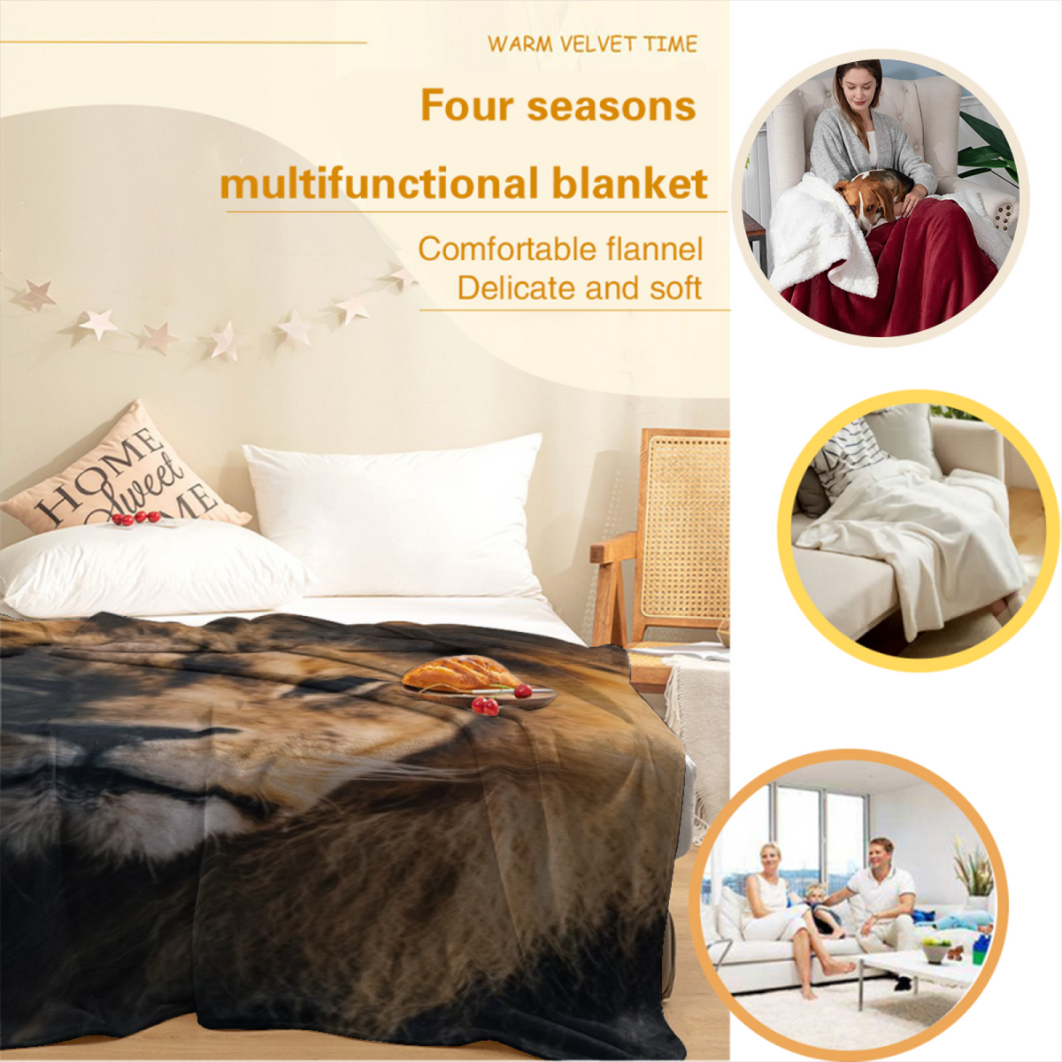Solstice Whimsy Soft Neutral Decorative Soft Flannel Blanket