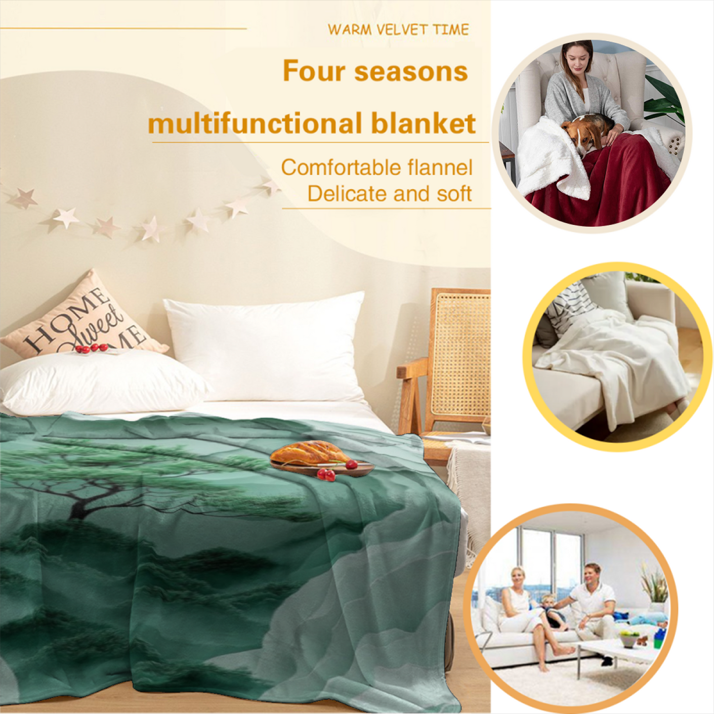 Colorful Artistic Graphic Throw Blanket ¨C Modern Decorative Cozy Home Blanket