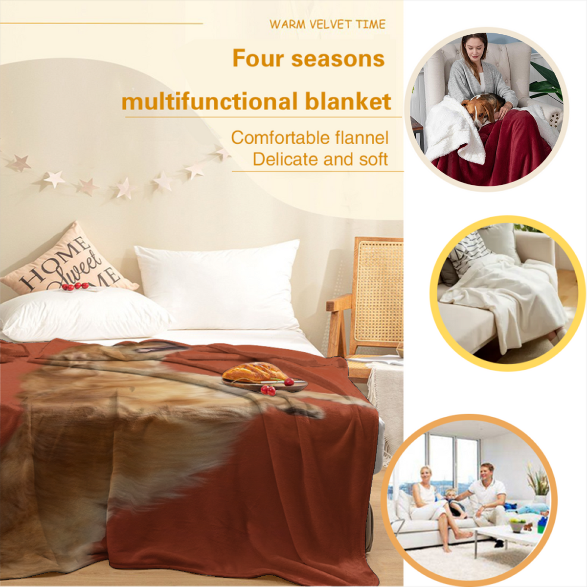 Alpine Valley Pastel Multicolor Modern Art Decorative Flannel Blanket