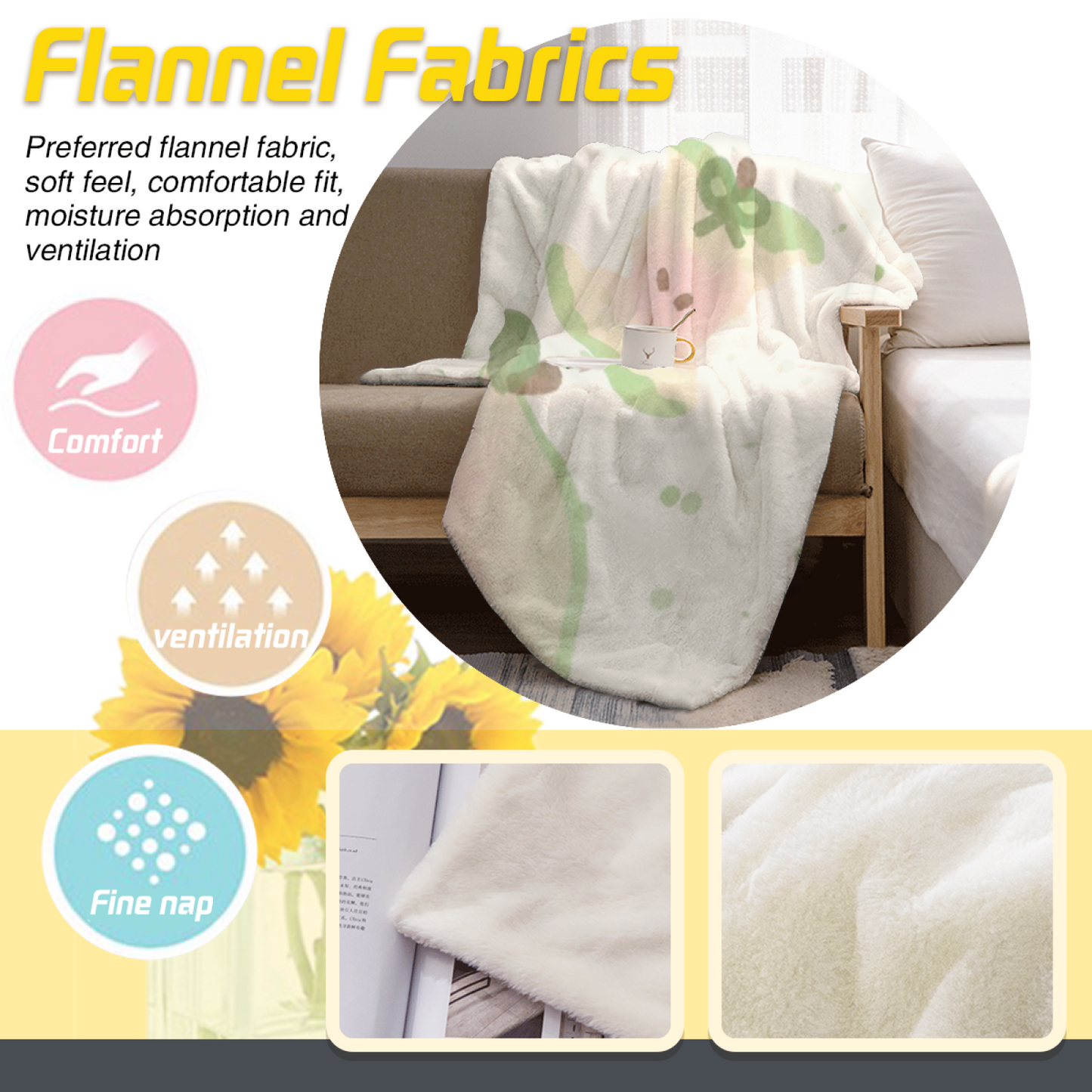 Pastel Apple Character Flannel Throw Blanket ¨C Soft Green Kawaii Design