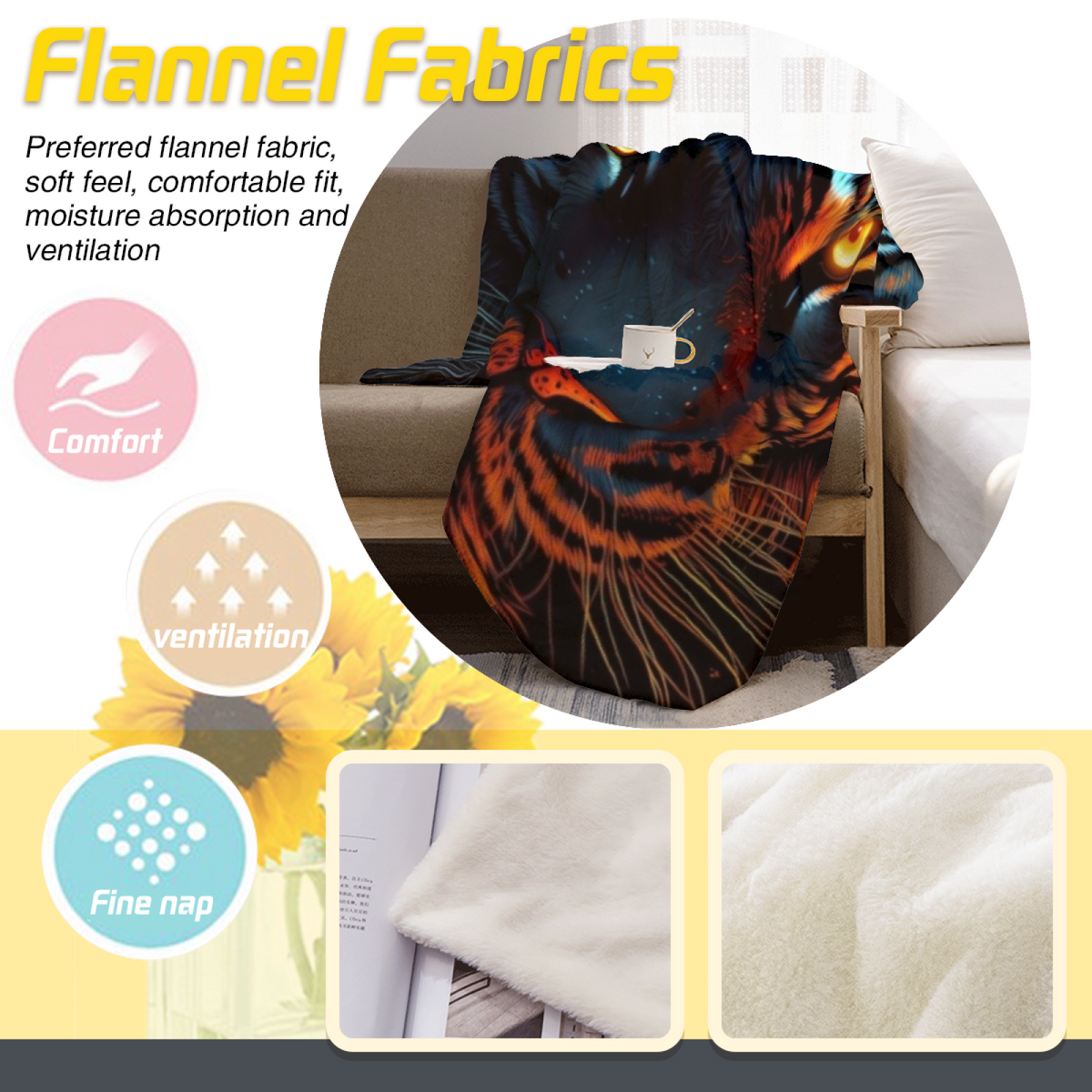 Saffron Haven Cozy Pattern Cozy Flannel Bed Blanket