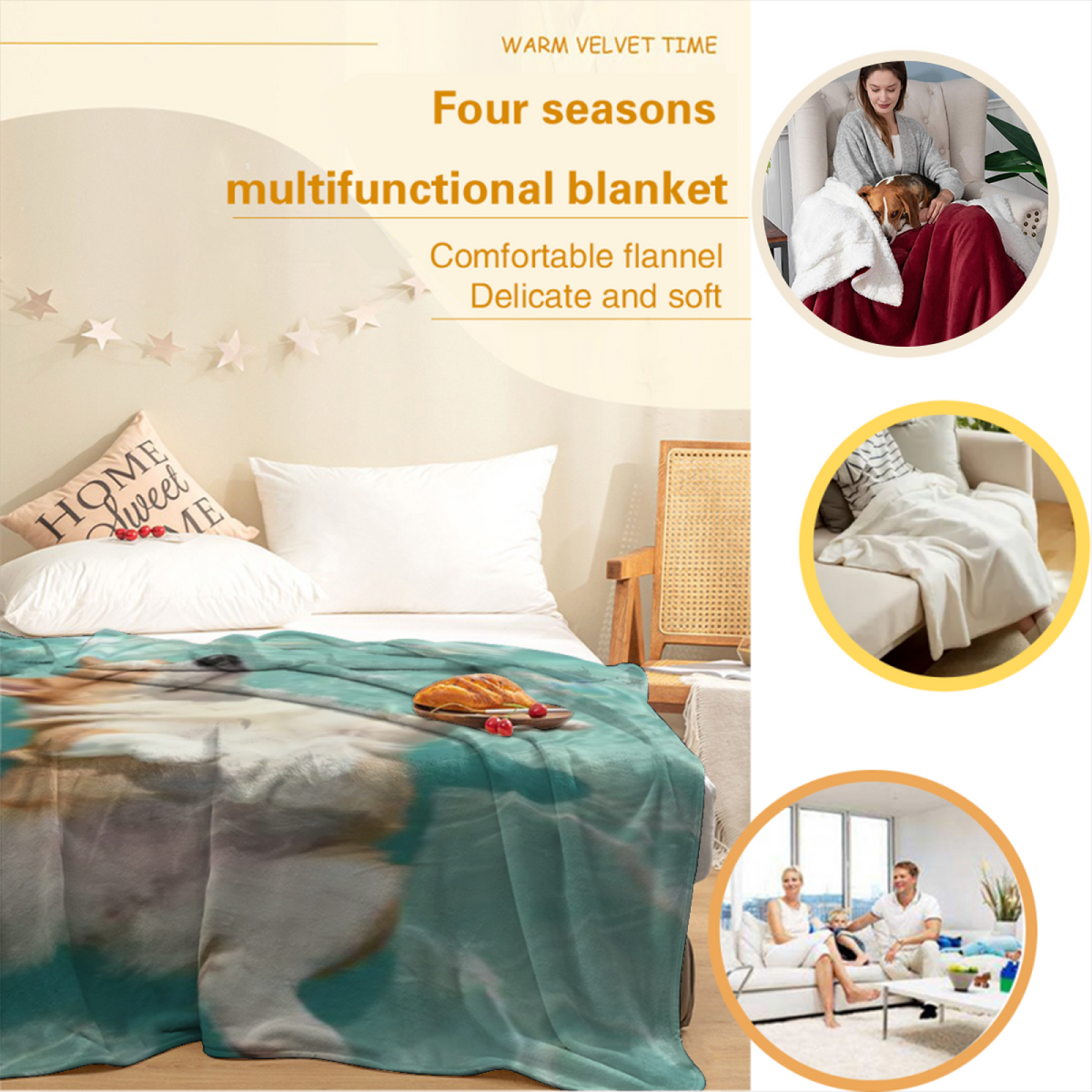 Flannel Throw Blanket with Luminous Fable Cozy Cottage Artwork