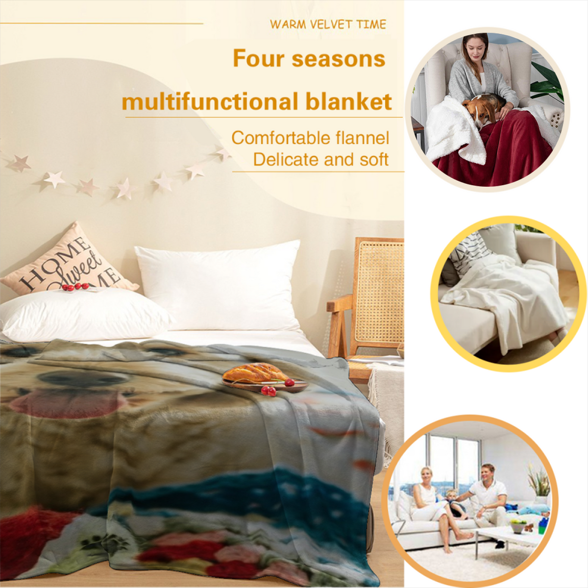 Frosted & Lagoon Playful Graphic All-Season Flannel Blanket
